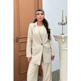 Zf Butik Kadın Blazer Ceket Bordo Rahat Kalıp Tek Düğmeli Astarlı - 42