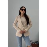 Zf Butik Kadın Blazer Ceket Kısa Kesim Astarlı Bej - 42