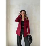 Zf Butik Kadın Bordo Blazer Ceket Double Kumaş Boyfriend Kesim - XL