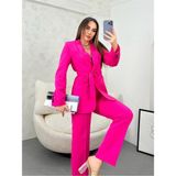 Zf Butik Kadın Kemerli Şal Yaka Blazer Ceket Takım Elbise Pembe - 38