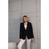 Zf Butik Kadın Kısa Düğmeli Blazer Ceket Siyah Polyester - 40