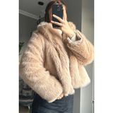 Zf Butik Kadın Kısa Kürk Vizon Gizli Cepli 55 cm - L - XL