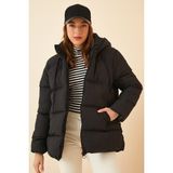 Zf Butik Kadın Siyah Kapüşonlu Oversize Şişme Mont - 42