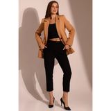Zf Butik Kruvaze Yaka Blazer Ceket Bisküvi Uzun Kollu Dokuma - 42
