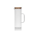 Zg Store 1000ML Bambu Kapaklı Line Borosilikat Cam Yağlık & Sürahi – Şık, Dayanıklı ve Sağlıklı Saklama Çözümü (8cm x 20CM) - --