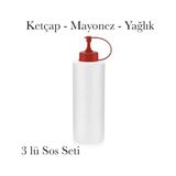 Zg Store 3 Adet Sos Şişesi Ketçap Mayonez ve Yağlık Seti Bpa Içermez 600 ml
