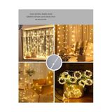 Zg Store 3x3 Metre Perde LED Işık, 300 Ledli 10 Sarkıtlı Dekoratif Peri Led, Uzaktan Kumandalı ve 8 Fonksiyonlu, USB Girişli Günışığı (Sarı) Duvar ve Perde Aydınlatması