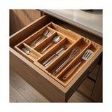 Zg Store Ayarlanabilir Bambu Kaşıklık ve Çekmece Içi Organizer - 5-7 Bölmeli Genişleyebilir Çatal Bıçak Düzenleyici (39.4 x 24 x 6.4 Cm) - 0,5 x 7 cm