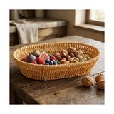 Zg Store El Yapımı Doğal Hasır Sepet - Oval Ekmeklik ve Çok Amaçlı Düzenleyici (25,50X18X6 Cm)
