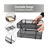 Zg Store Mind Reader Ağ Koleksiyonu, 2 Katlı Kağıt Tepsisi, Mektup Boyutu, Istiflenebilir, Dosya ve Belge Tutucu, Masaüstü Düzenleyici, Metal Örgü, Siyah - 1 cm