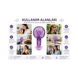 Zg Store Mini El Fanı USB Şarjlı Type-C Bağlantılı 3 Kademeli Taşınabilir Elektrikli Fan Masaüstü ve El Tipi Kullanım Mor Renk Serinletici Fan