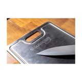 Zg Store Paslanmaz Çelik Kesme Tahtası Seti, 2 Parça, Gri Renk, Mutfak Için Profesyonel Doğrama ve Kesme Aparatı - Ahşap