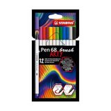 Zg Store Pen 68 Brush Arty - Premium Keçeli Kalem - 12'li Paket - Çeşitli Renkler - 01-Siyah