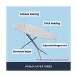 Zg Store Savuk Ütü Masası Örtüsü ve Pedi Standart Boyut Silikon Kaplamalı 4 Katlı 38 x 137 cm Ekstra Ağır Hizmet Kalın Dolgu, Isı Yansıtıcı, Yapışmaz Kavurma ve Leke Dayanıklı