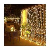 Zg Store Senon Perde LED Işık 8 Fonksiyonlu Sarı Işıklı Dekoratif Aydınlatma Balkon Veranda Dekorasyonu Fişli Eklenerek Uzatılabilir (2x2 Metre)