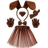 Zhanmai 6 parça yavru köpek tütü etek, hayvan kostüm seti, köpek kulakları, kafa bandı, papyon, sahte burun kuyruğu, köpek patisi eldiveni, cadılar bayramı partisi için (koyu kahverengi)