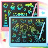 Zhehao 2 Adet LCD Yazı Tableti 15 inç Renkli Ekran Çizim Pedi Silinebilir Yeniden Kullanılabilir Elektronik Çocuk Çizim Tablet Çocuk Çizim Tablet 3+ Yaş Kız Erkek Çocuk için Hediye