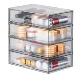 ZHIAI 12''W Şeffaf İstiflenebilir Saklama Çekmeceleri, Makyaj Paletleri, Kozmetik ve Güzellik Malzemeleri için 2 Paket Akrilik Plastik Organizatör Kovaları, Vanity, Banyo, Dolap, Masa Organizasyonu için