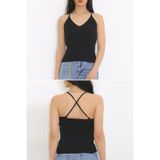 ZHL Butik 6060.352 Arkası Çapraz Siyah Kadın Bluz