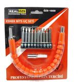 ZHL Tools Bükülebilir Esnek Şaftlı Bits Matkap Ucu ve 10 Adet Vidalama Uçları - Siyah
