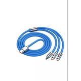 Zhltools 3 İn 1 Usb To Type-C - Micro Usb - Lightning 120W Hızlı Şarj Kablosu 1.2 Mt Mavi
