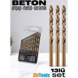 Zhltools Beton Matkap Ucu Seti- Çelik Beton Metal Ahşap Matkap 13 lü SET