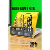 Zhltools Matkap Ucu Seti- Beton Metal Ahşap Matkap Ucu Drill Bits Set 16 Lı Set