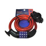 ZHONGLI - KIRMIZI HALAT KİLİT DOLAMALI 4 ŞİFRE 12x100cm BRAKETLİ