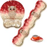 ZHUHEHEAH Fare Bilek Desteği ve Klavye Bilek Dinlenme Pedi Seti, Kaymaz Kauçuk Taban Pürüzsüz Yüzey Ergonomik Oyun Mouse Pad Kolay Yazma ve Ağrı Giderme için, Pembe Arka Plan Üzerinde Baykuş + Bardak Altlığı