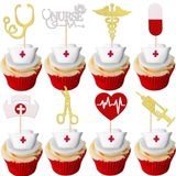 ZHUOWEISM 32 ADET Hemşire Cupcake Süsleri Parıltılı Hemşirelik Okul Mezuniyet Cupcake Kürdanları Tıbbi Rn Hemşire Mezun Temalı Doğum Günü Bebek Partisi Parti Kek Dekorasyon Malzemeleri