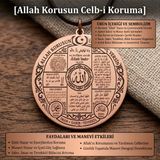 Zib Grips Antik Bakır Allah Korusun Celb-I Koruma Kolye Ucu - Ayetel Kürsi ve Nazar Ayeti Işlemeli Manevi Koruma Kolyesi