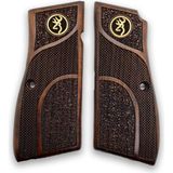 Zib Grips Kabzası - Zig 14, Browning Hp, High Power 14, Dik Kasa, Browning Halkalı (Halka Için Kesim Yaptırmak Için Mesaj Atın), Halkasız ile Uyumlu - Koyu Kahverengi Renk - Metal Logolu