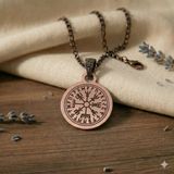 Zib Grips Velvet Copper Vegvisir Viking Pusulası Saf Bakır El Yapımı Boho Kolye Spiritüel Hediye Unisex