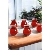 ziba home 6'lı Cam Kulplu Tombik Çay Bardağı 210ml Bardak