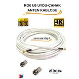Zibox 50 Metre F Konnektörlü 64 Tel Rg6/u6 Full Hd 3d 4k Anten Tv Çanak Uydu Lnb Kablosu