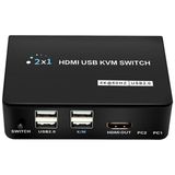 Zibox Powermaster PM-11789 4K HDMI USB Kvm Switch 2x1
