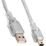 Zibox Powermaster USB 2.0 Şeffaf 5 Metre USB Am Mini 5 Pin Kablo - Siyah