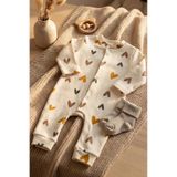 Zıbzıb baby %100 Pamuk Yenidoğan Kalp Baskılı Çıtçıtlı Bebek Tulum Hastane Çıkışı Bebek Kıyafeti