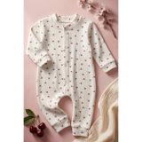 Zıbzıb baby %100 Pamuk Yenidoğan Kiraz Baskılı Çıtçıtlı Bebek Tulum Hastane Çıkışı Bebek Kıyafeti