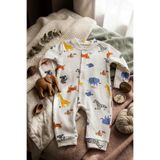 Zıbzıb baby %100 Pamuk Yenidoğan Safari Baskılı Çıtçıtlı Bebek Tulum Hastane Çıkışı Bebek Kıyafeti