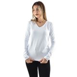 Zidan Life Zidan K-101 V Yaka Kadın Beyaz Uzun Kol Sweatshirt
