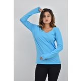 Zidan Life Zidan K-101 V Yaka Kadın Turkuaz Uzun Kol Sweatshirt