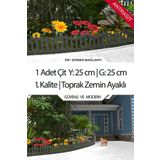 Zidi Plastik Dekoratif Plastik Bahçe Çiti ve Peyzaj Çiti 1 Adet Çit (Y: 25 cm / G: 25 Cm) Toprak Ayaklı - Antrasit