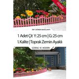 Zidi Plastik Y:25 cm G:25 cm Pembe Toprak Ayaklı Dekoratif Plastik Bahçe Çiti ve Peyzaj Çiti