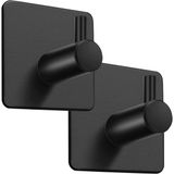 Zift Unique 2 Adet Paslanmaz Çelik Siyah Banyo Askısı Bornoz Askısı Havlu Askısı Havluluk Paslanmaz Hooks - Mat Siyah