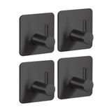 Zift Unique 4 Adet Paslanmaz Çelik Siyah Banyo Askısı Bornoz Askısı Havlu Askısı Havluluk Paslanmaz Hooks