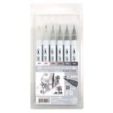 Zig Clean Color Real Brush Cool Grey Fırça Uçlu 6'lı Marker Kalem Set