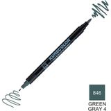 Zig Kurecolor Mangaka Fine & Brush CNKC-2200 846 Green Gray 4 Çift Taraflı Markör Kalem