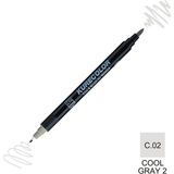 Zig Kurecolor Mangaka Fine & Brush CNKC-2200 C.02 Cool Gray 2 Çift Taraflı Markör Kalem