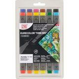 Zig Kurecolor Twin S Çift Uçlu Marker Kalem Seti 12 Renk Basic Colors